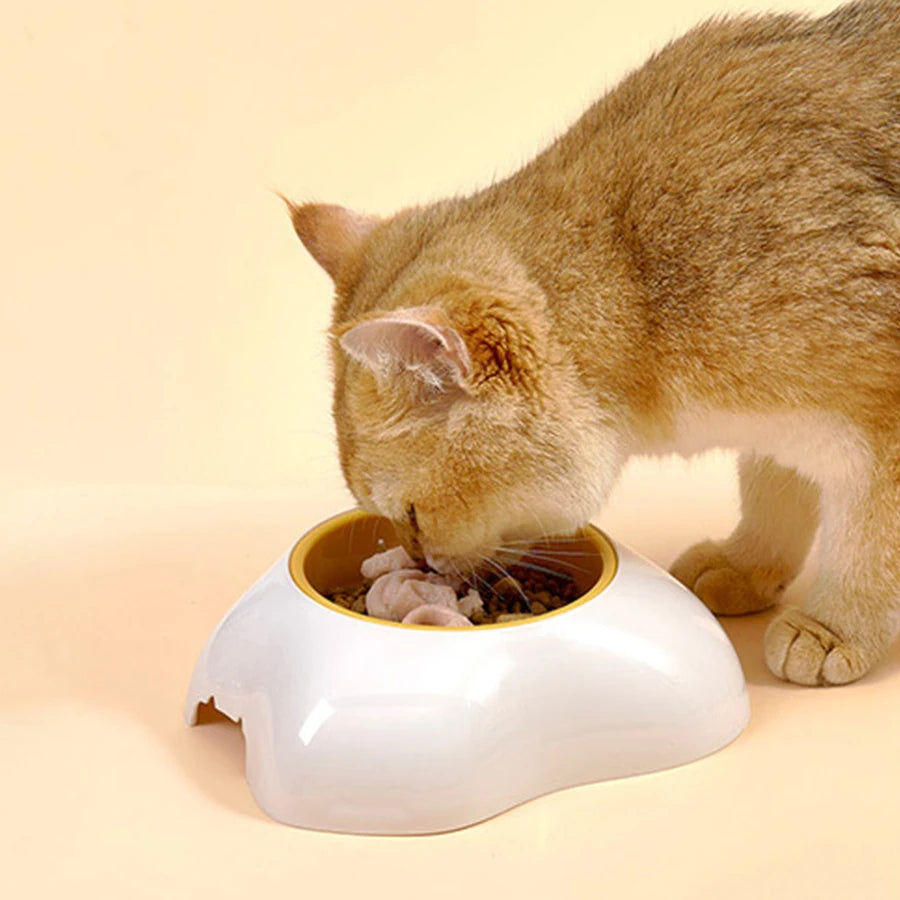Egg Yolk Shaped Cat Single Bowls, Detachable Cat Food BowlWater Basin With Holder For Indoor Cats