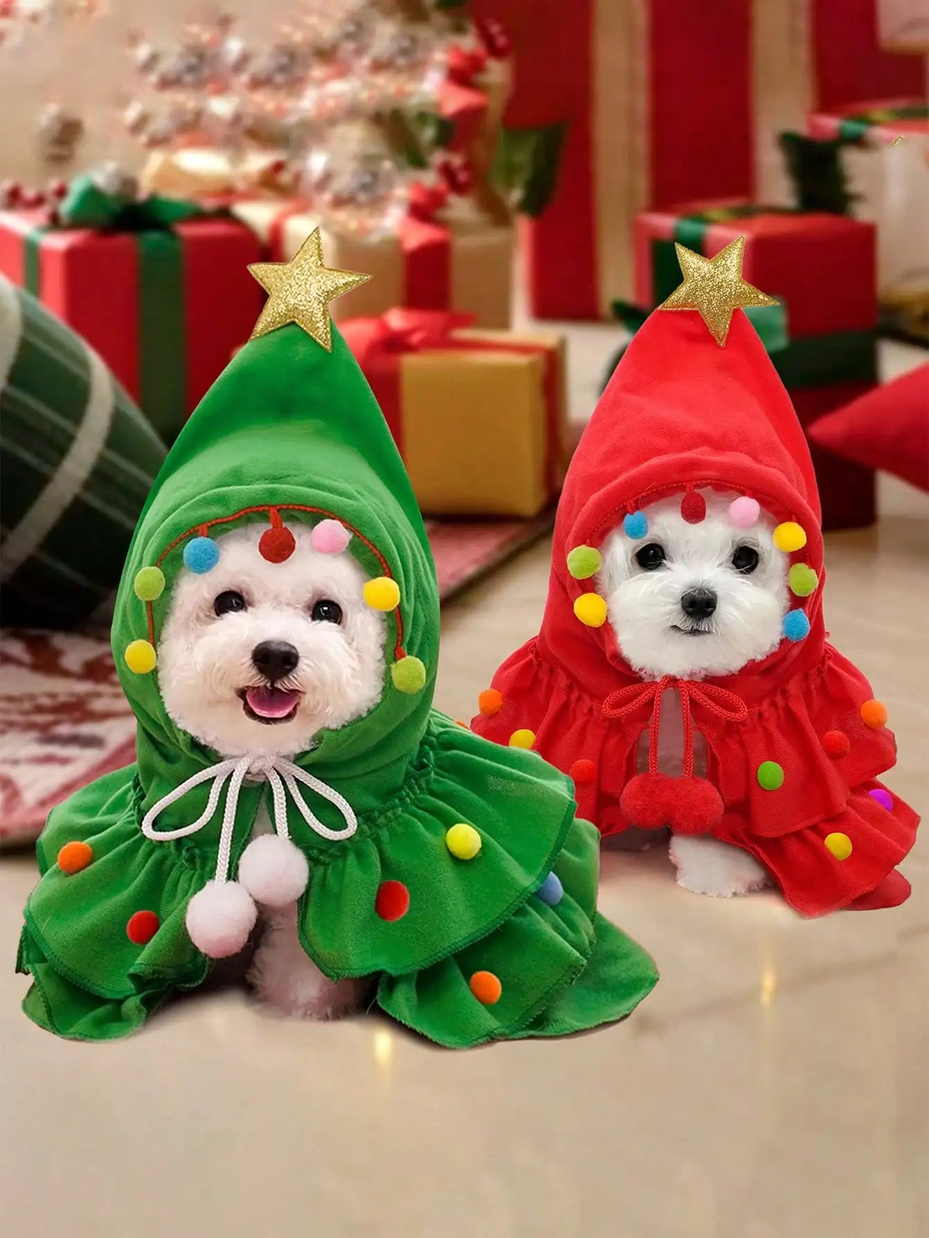Christmas Pet Costume, Autumn And Winter Dog Cape, Christmas Tree Design Pet Cloak Shawl, Dog Transformation Outfit