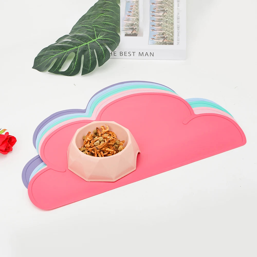 Cloud Shaped Silicone Pet Placemat For Dogs, Leak Proof Water Prof Dog Feeding Mat, Non-slip No Spill Pet Bowl Mat For Feeding S