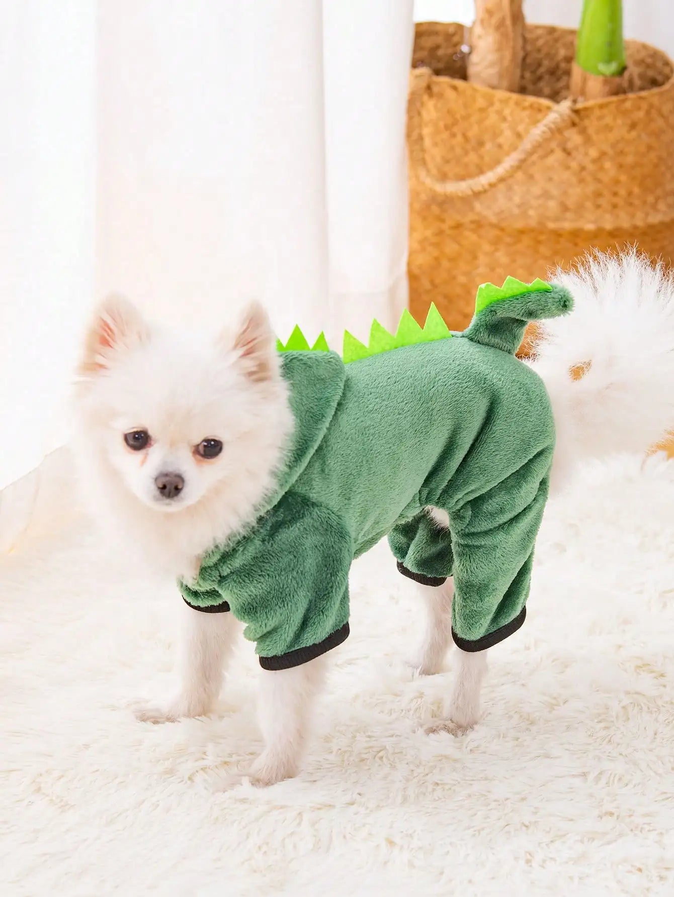 Cute & Comfy Dino Costume for Small Pets - Easy-Pullover, KnitDinosaur Outfit for Dogs & Cats